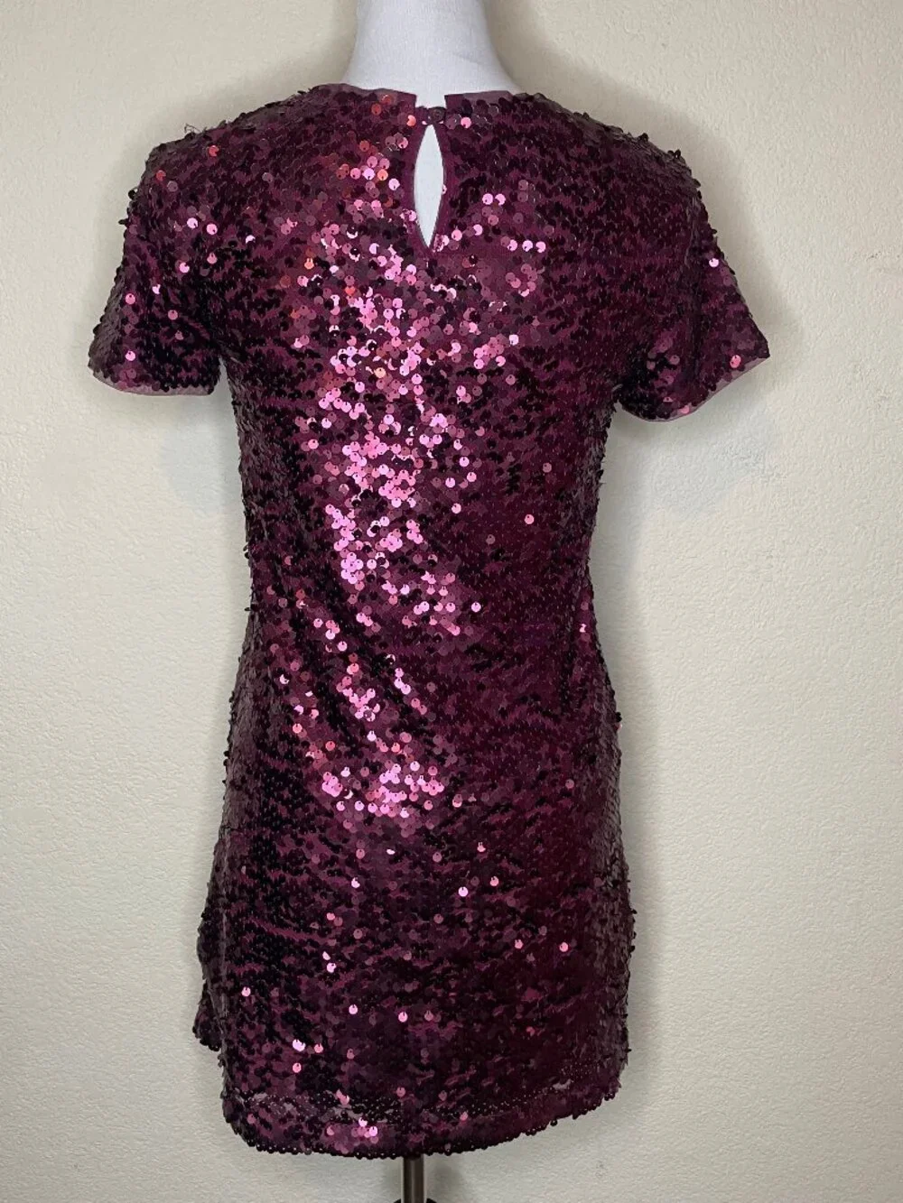 GAP KIDS XL Purple Sequin Shift Dress XL Metallic Plum Holiday Party Shiny